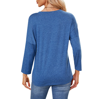 MOMOFEEL Sweatshirts for Women Crewneck Shirts 3/4 Sleeve Tunic Tops Casual Shirts to Wear With Leggings M9001