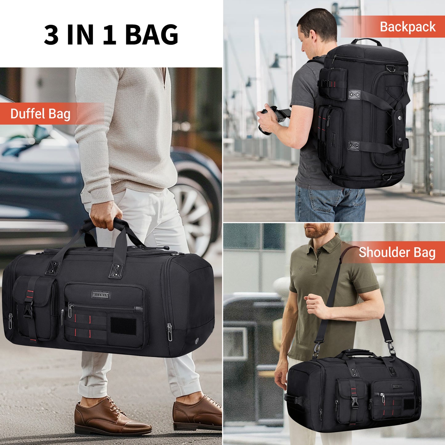 WITZMAN Travel Duffel Bags for Men (B693)