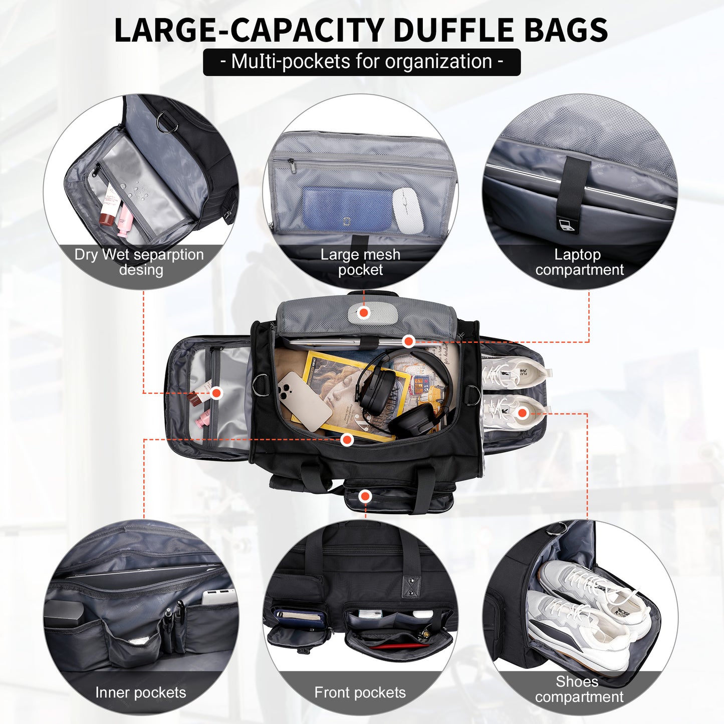 WITZMAN Travel Duffel Bags for Men (B693)