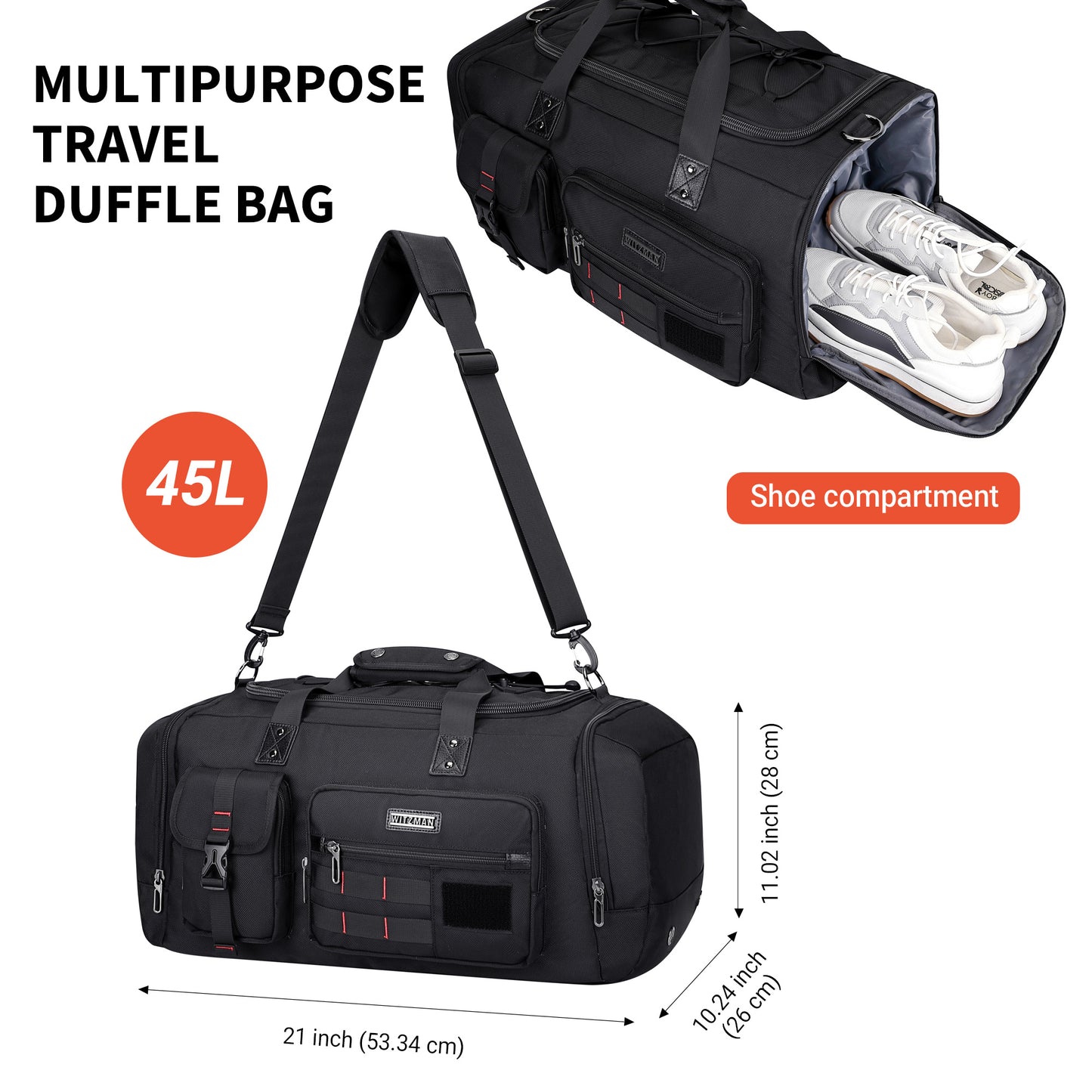 WITZMAN Travel Duffel Bags for Men (B693)