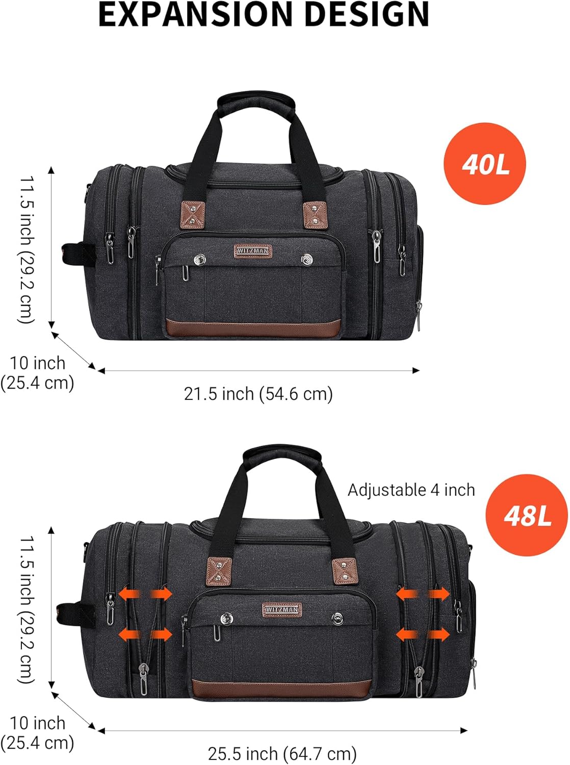 WITZMAN Canvas Duffle Bags for Traveling