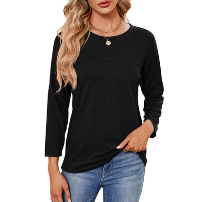 MOMOFEEL Sweatshirts for Women Crewneck Shirts 3/4 Sleeve Tunic Tops Casual Shirts to Wear With Leggings M9001