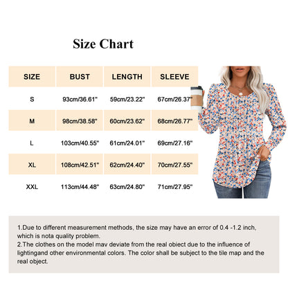 MOMOFEEL Pleated Blouses for Women Puff Long Sleeve Tunic Tops Dressy Casual Shirts M9011