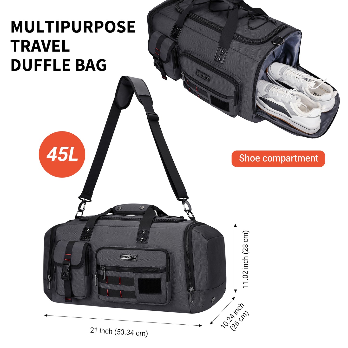 WITZMAN Travel Duffel Bags for Men (B693)