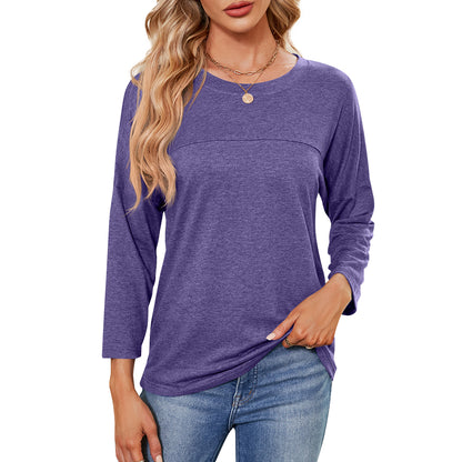 MOMOFEEL Sweatshirts for Women Crewneck Shirts 3/4 Sleeve Tunic Tops Casual Shirts to Wear With Leggings M9001