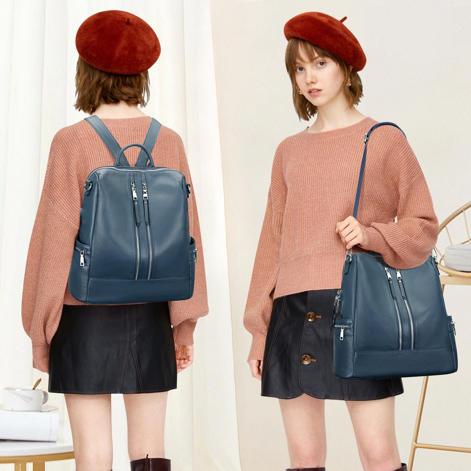 Women's Fashion Backpack Purses Multipurpose Design Convertible Sat