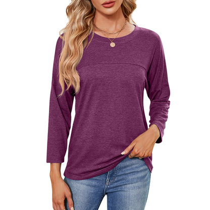 MOMOFEEL Sweatshirts for Women Crewneck Shirts 3/4 Sleeve Tunic Tops Casual Shirts to Wear With Leggings M9001