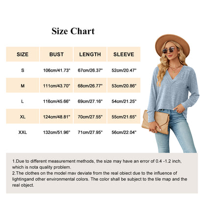 MOMOFEEL Long Sleeve Tunic Tops for Woman V Neck Sweatshirts Loose Fitting Tee Shirts Casual M9009