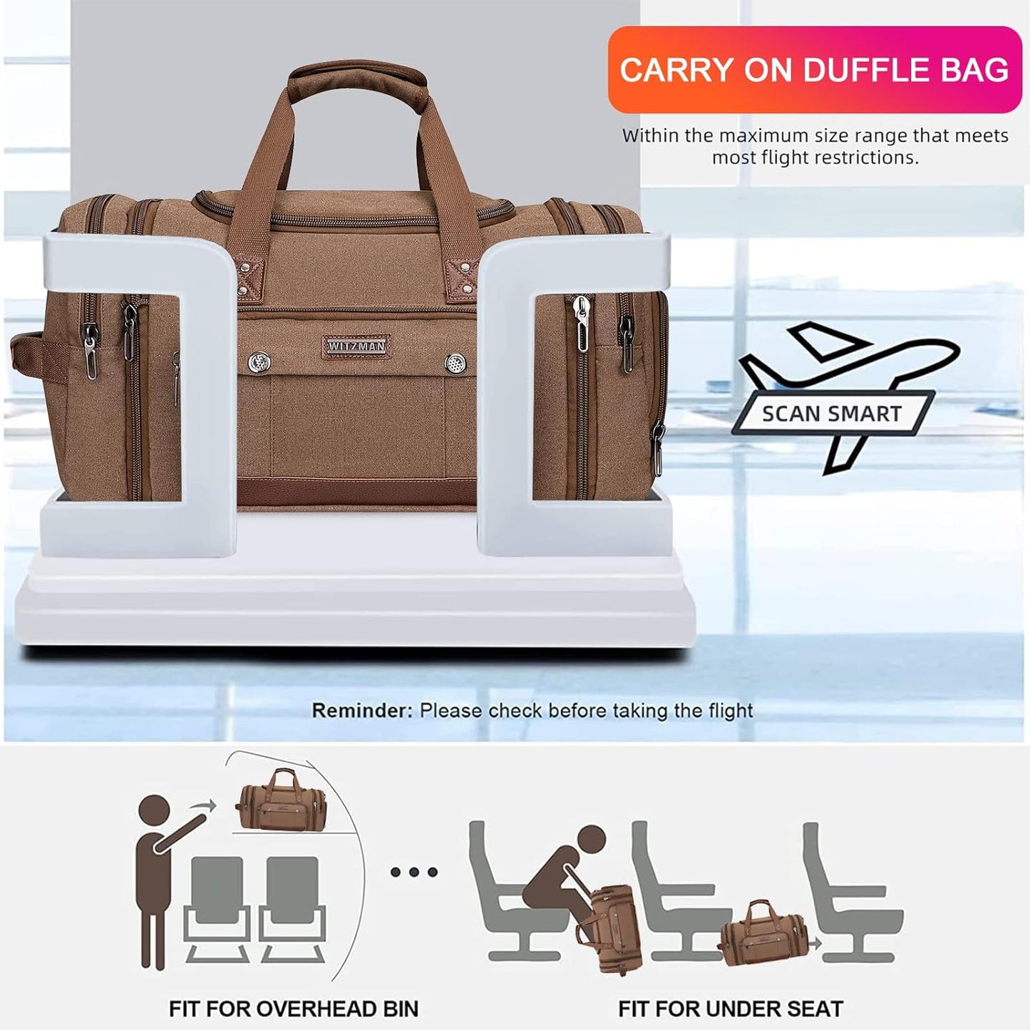 WITZMAN Canvas Duffle Bags for Traveling