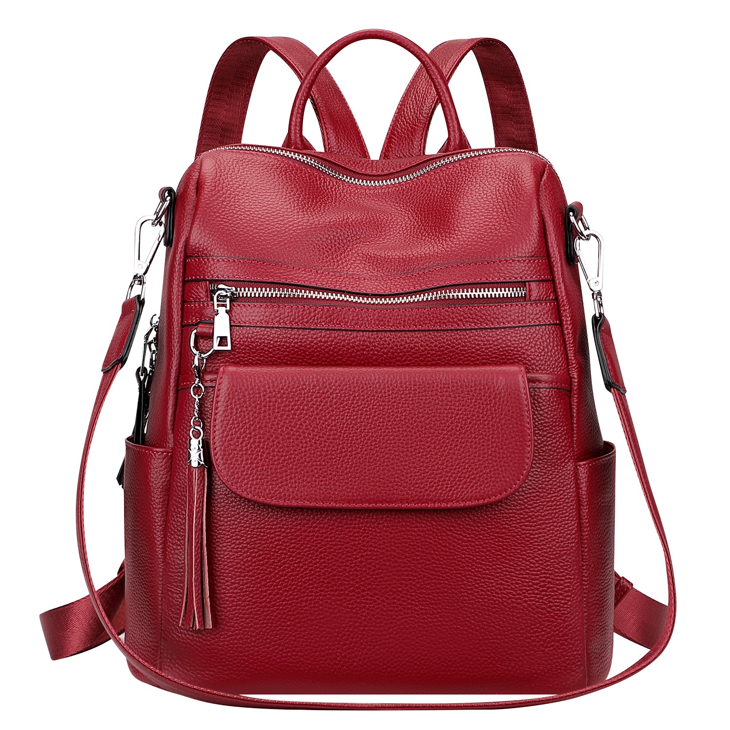 ALTOSY Leather Backpack Purse Wine Red