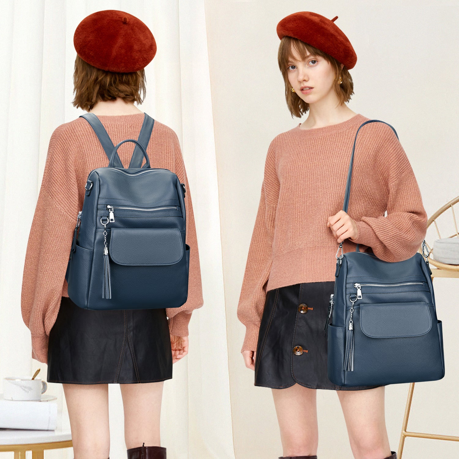 Fashion leather backpack handbag sale