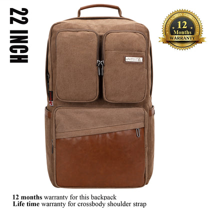 WITZMAN Canvas Backpack with USB Port