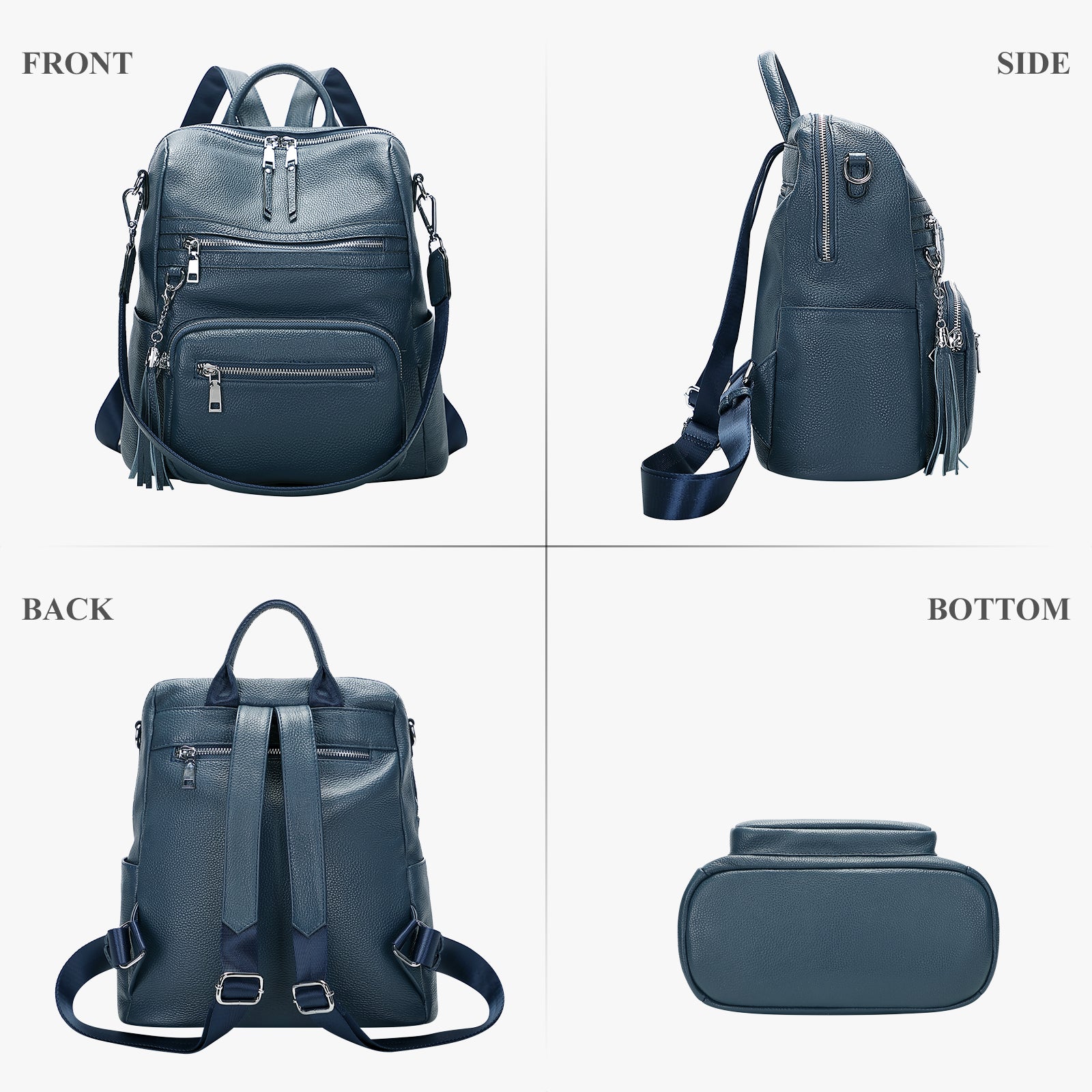 Leather Designer Backpacks With Side Pocket -