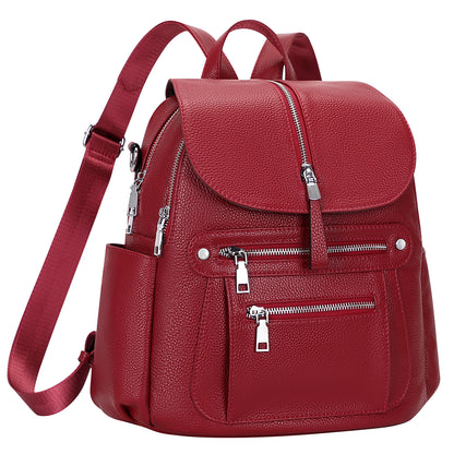 ALTOSY Women Leather Backpack with Flap