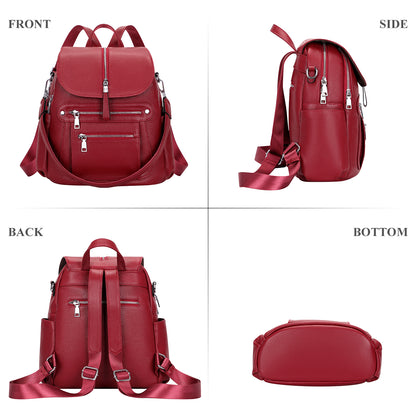 ALTOSY Women Leather Backpack with Flap