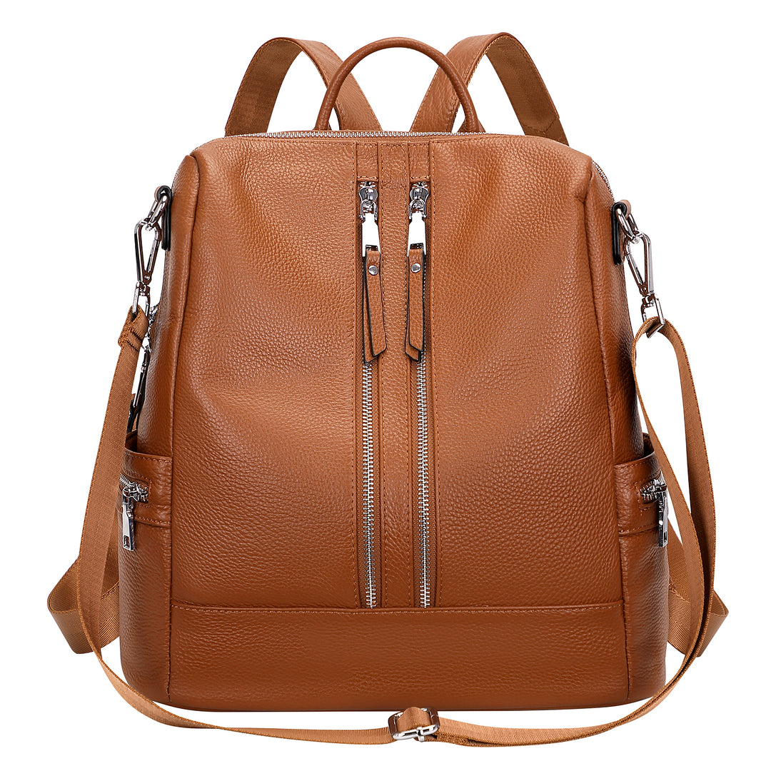 Backpack - Convertible Corporate Work Bag for Women - Nude - Leather - Fit Up to A 13 inch Laptop | Oleada