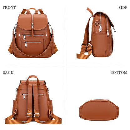 ALTOSY Women Leather Backpack with Flap