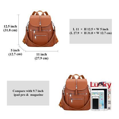 ALTOSY Women Leather Backpack with Flap