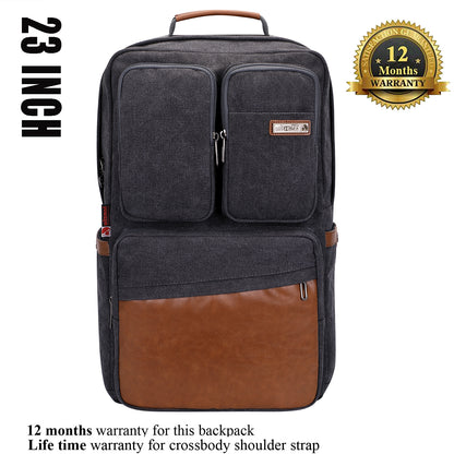 WITZMAN Canvas Backpack with USB Port