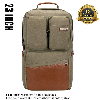 WITZMAN Canvas Backpack with USB Port