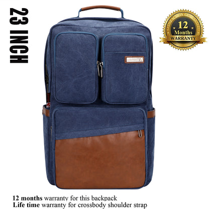 WITZMAN Canvas Backpack with USB Port