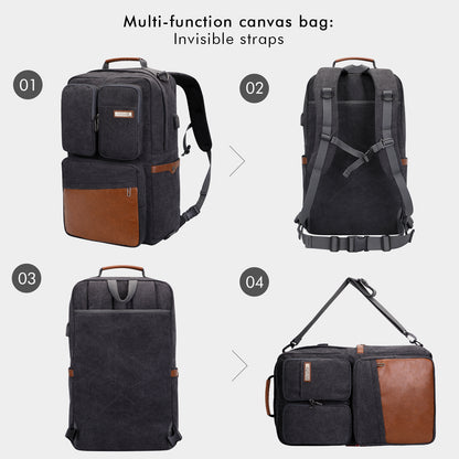 WITZMAN Canvas Backpack with USB Port