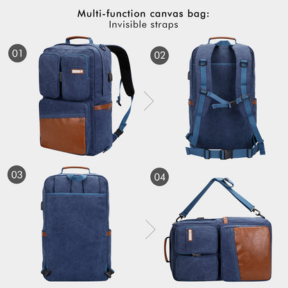 WITZMAN Canvas Backpack with USB Port